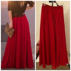 Red maxi skirt